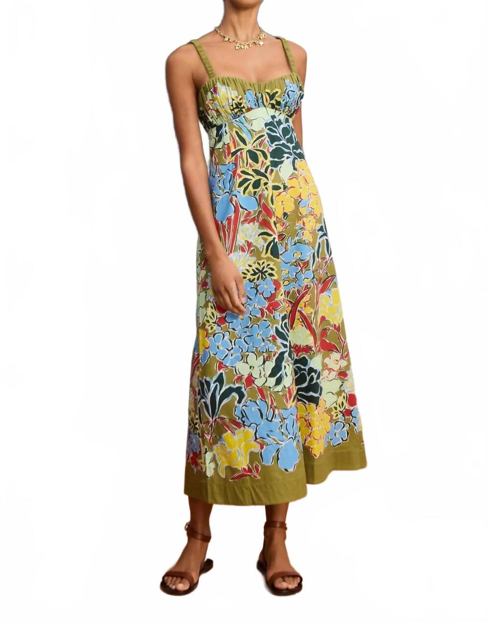 NEW ALEMAIS solstice midi dress in green floral